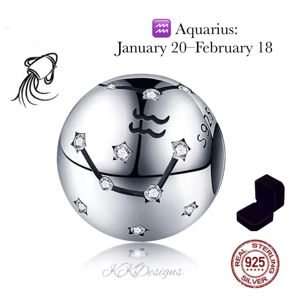 SOLD~AQUARIUS  / Constellation Zodiac Sign / Charm -Pendant  / s925